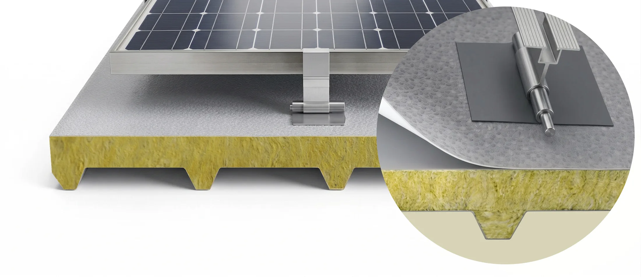 Sandviç panel üzerine kelepçeyle bağlanan solar montaj kiti