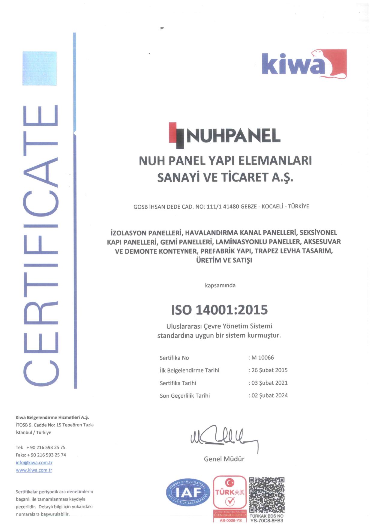 Kiwa ISO 14001:2015 Çevre Yönetim Sistemi