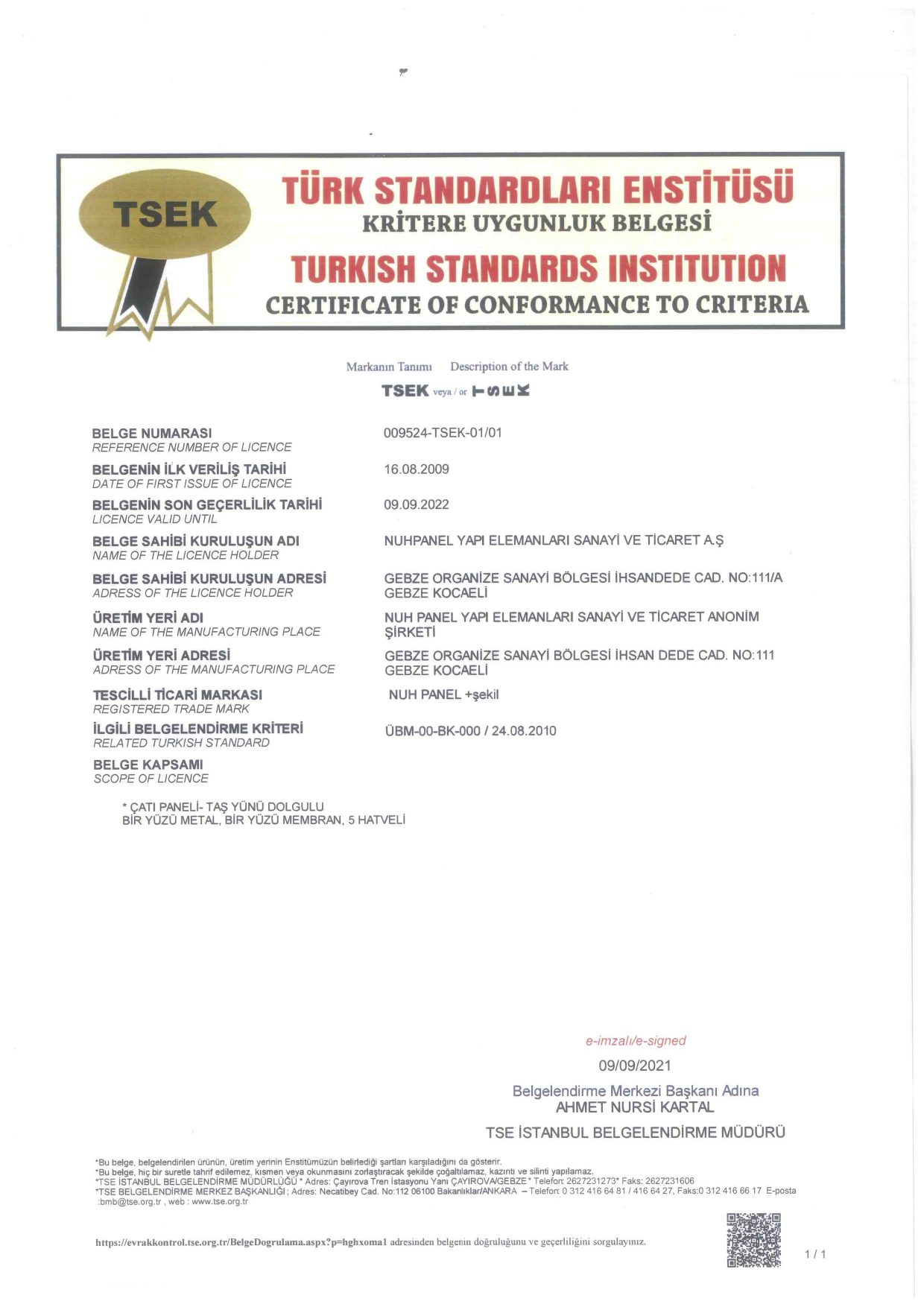 TSE Türk Standardlarına Uygunluk Belgesi (2)