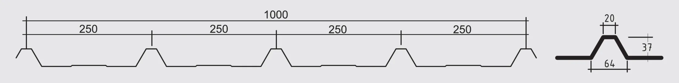 Trapez 37/1000 teknik çizim